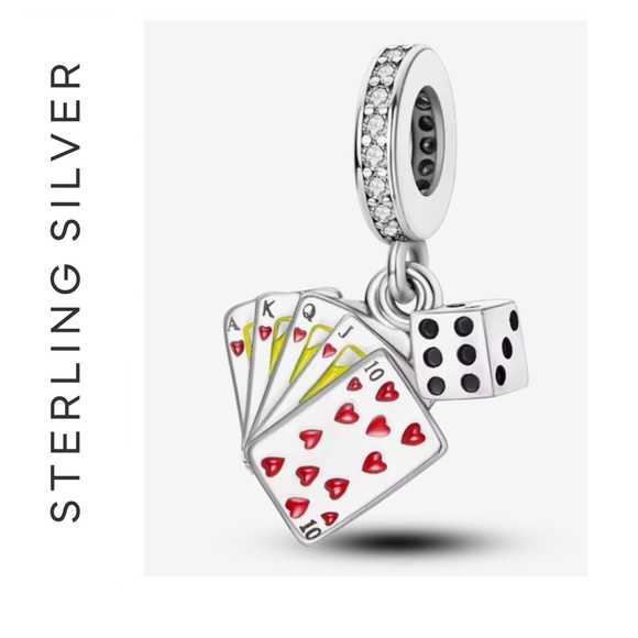 Private Label Jewelry - 🌟 S925 Sterling Silver Playing Card Dangle Charm